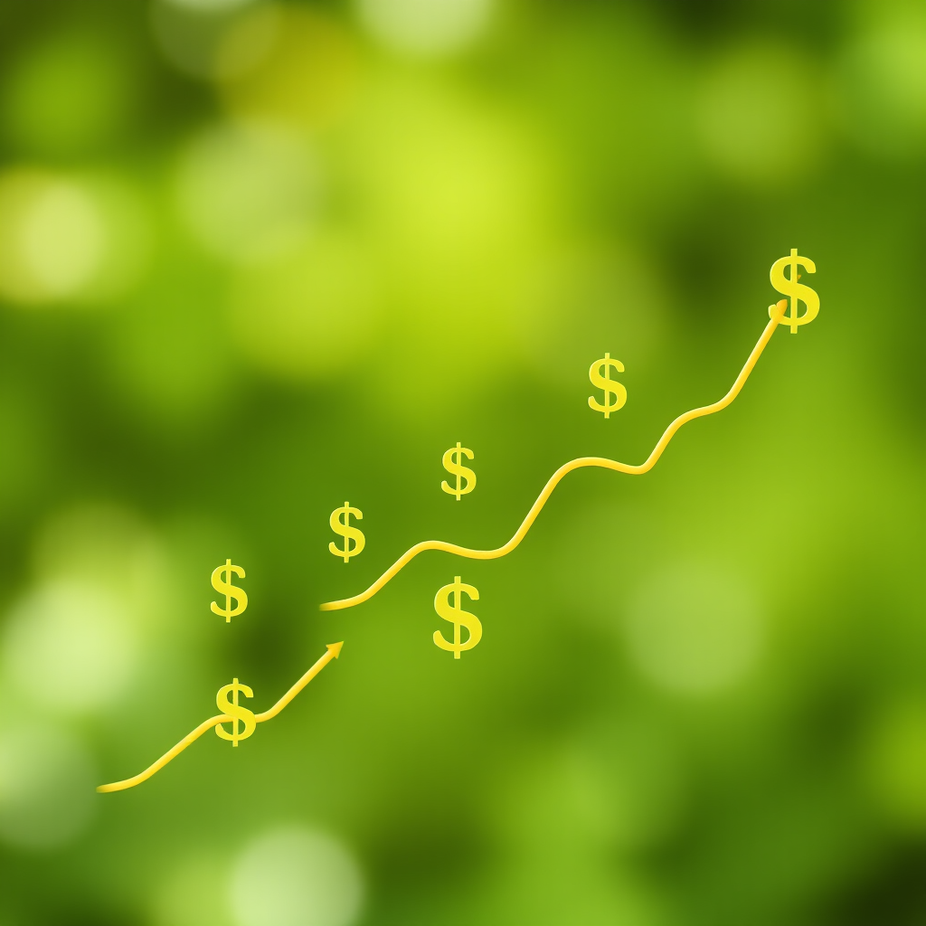 Graph showing steady investment growth over time with Canadian dollar symbols, representing successful portfolio performance and wealth building strategies