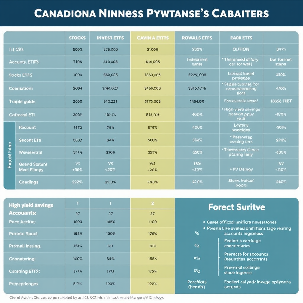Comprehensive comparison chart showing different investment options including stocks, ETFs, crypto, forex, and high yield savings accounts available to Canadian investors