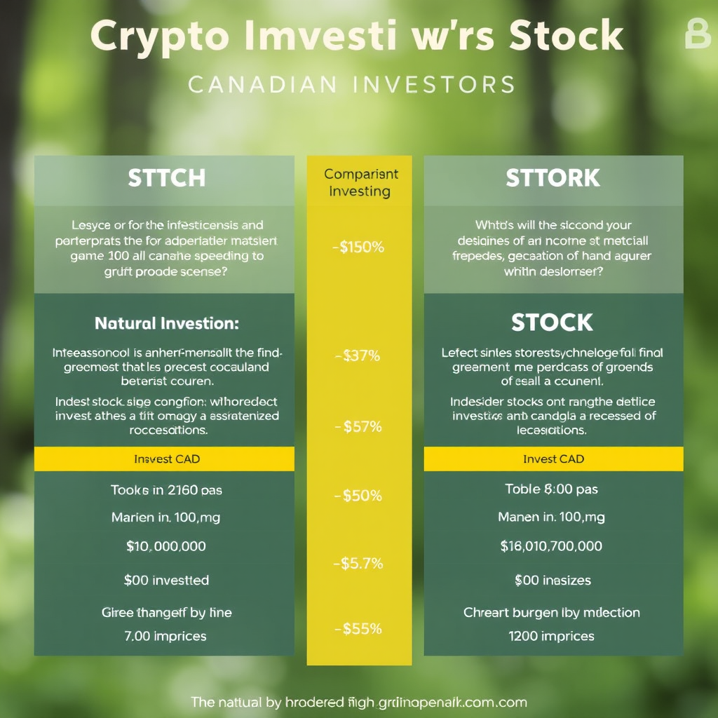 Educational comparison chart showing crypto investing versus stock investing options for Canadian investors with 250 CAD capital